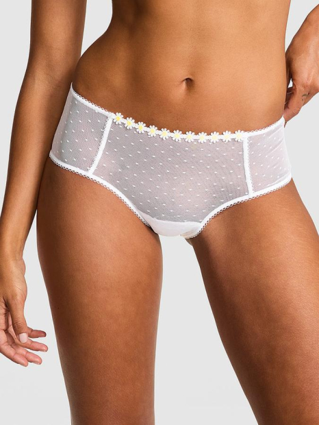 Сетчатые трусики чики Victoria's Secret Pink с вышивкой 1159837613 (Белый S)