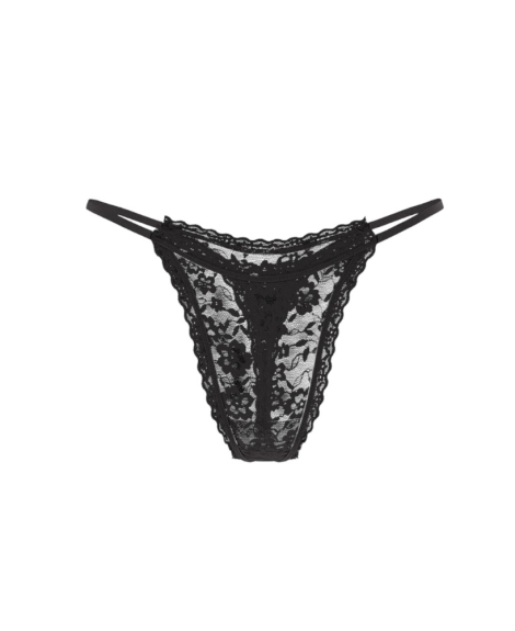 Кружевные трусики тонг Victoria's Secret 1159837644 (Черный M)