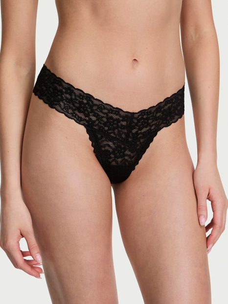 Мереживні трусики тонг Victoria's Secret 1159839127 (Чорний XS)