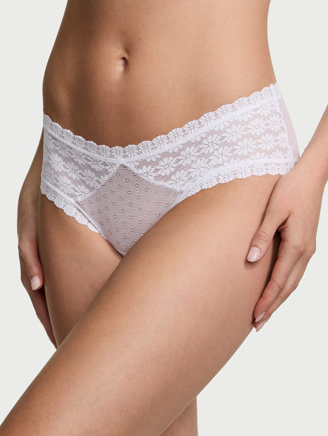 Жіночі мереживні трусики чіки Victoria's Secret 1159838090 (Білий XL)