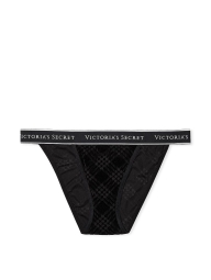 Велюровые трусики Victoria's Secret танга 1159793609 (Черный, S)