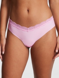 Бесшовные трусики тонг Victoria's Secret Pink с кружевом 1159796005 (Розовый, M)