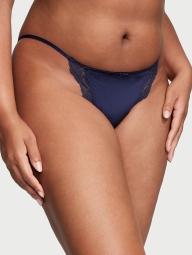 Женские гладкие трусики Victoria's Secret стринг бикини с кружевом 1159801913 (Синий, L)