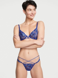 Женские сетчатые трусики Victoria's Secret бикини с вышивкой 1159798907 (Синий, M)