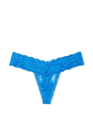 Жіночі мереживні трусики Victoria's Secret тонг з переплетенням 1159807832 (Білий/синій, L)