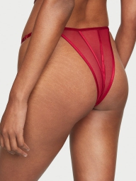Женские кружевные трусики бразилиана Victoria's Secret с вышивкой 1159806309 (Красный, XS)