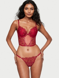 Жіночі мереживні трусики бразиліана Victoria's Secret з вишивкою 1159804212 (червоний, L)