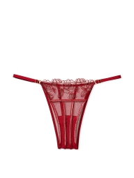 Женские кружевные трусики бразилиана Victoria's Secret с вышивкой 1159804213 (Красный, M)