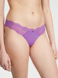 Женские гладкие трусики тонг с кружевом Victoria's Secret 1159808247 (Фиолетовый, S)