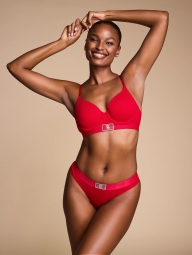Трусики тонг Victoria's Secret с логотипом из страз 1159818870 (Красный XS)