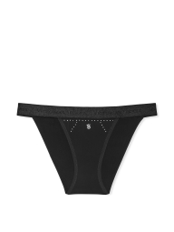 Гладкие трусики танга Victoria's Secret с логотипом из страз 1159820519 (Черный XL)