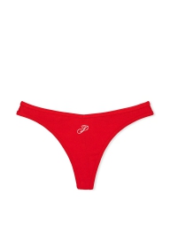 Стильные трусики тонг Victoria's Secret Pink с вышивкой 1159820449 (Красный L)