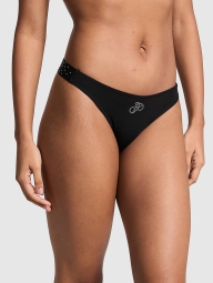 Стильные трусики тонг Victoria's Secret Pink со стразами 1159820733 (Черный XL)