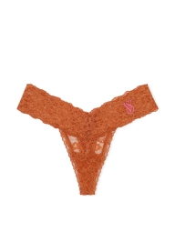 Кружевные трусики Victoria's Secret тонг с вышивкой 1159820756 (Коричневый M)
