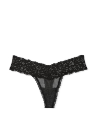 Кружевные трусики Victoria's Secret тонг с блестящими мини-пайетками1159820973 (Черный M)