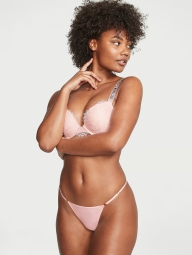 Гладкие трусики тонг Victoria's Secret с регулируемыми ремешками 1159821677 (Розовый XL)