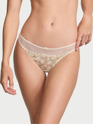 Сетчатые трусики тонг Victoria's Secret с вышивкой 1159822977 (Белый M)