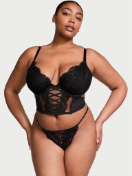 Сетчатые трусики тонг Victorias Secret с вышивкой 1159823131 (Черный L)