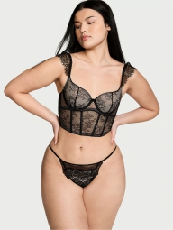 Жіночі мереживні трусики Victoria's Secret бікіні оригінал 1159823213 (Чорний M)
