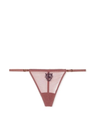 Сетчатые трусики стринги Victoria's Secret с вышивкой 1159823259 (Розовый S)
