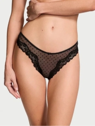 Женские трусики тонг Victoria's Secret с кружевом 1159823326 (Черный M)