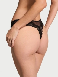 Женские трусики тонг Victoria's Secret с кружевом 1159823326 (Черный M)