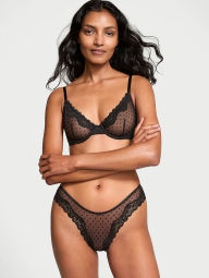 Женские трусики тонг Victoria's Secret с кружевом 1159823326 (Черный M)