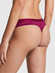 Жіночі мереживні трусики Victoria's Secret Pink тонг 1159823502 (Бордовий S)