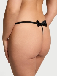 Гладкие трусики стринги Victoria's Secret с бантом сзади 1159824260 (Черный M)