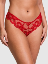 Сетчатые трусики бразильяны Victoria's Secret с вышивкой 1159824797 (Красный XS)