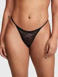 Кружевные трусики тонг Victoria's Secret 1159826165 (Черный XL)