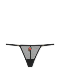 Сетчатые трусики стринги Victoria's Secret с вышивкой 1159826168 (Черный M)