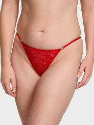 Кружевные трусики тонг Victoria's Secret с подвесками из страз 1159826171 (Красный M)