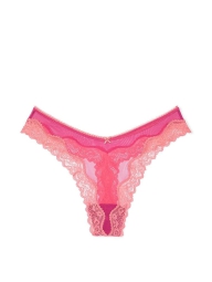 Женские сетчатые трусики тонг Victoria's Secret с кружевом 1159826234 (Розовый XL)