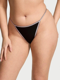 Женские трусики стринги Victoria's Secret с отделкой в ​​виде сердец 1159826698 (Черный M)