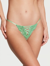 Кружевные трусики тонг Victorias Secret с вышивкой 1159827133 (Зеленый M)