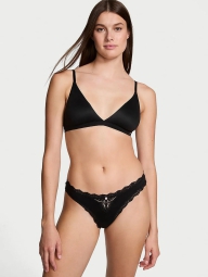 Женские трусики тонг Victoria's Secret с кружевной отделкой 1159827683 (Черный S)