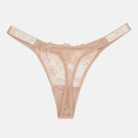 Кружевные трусики тонг Victoria's Secret со стразами 1159830881 (Бежевый L)