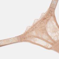 Мереживні трусики тонг Victoria's Secret зі стразами 1159830881 (Бежевий L)