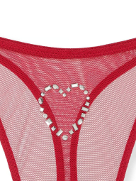 Сітчасті трусики тонг Victoria's Secret зі стразами 1159833503 (Червоний L)