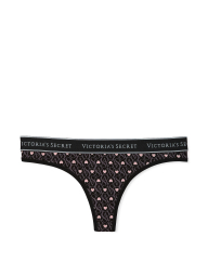 Хлопковые трусики тонг Victoria's Secret с принтом 1159830773 (Черный M)