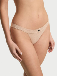 Бавовняні трусики танга Victoria's Secret з логотипом 1159831303 (Бежевий XL)