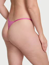 Мереживні трусики тонг Victoria's Secret з підвісками зі страз 1159831699 (Рожевий S)