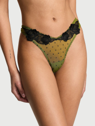 Сітчасті трусики тонг Victoria's Secret з мереживом 1159831707 (Зелений M)