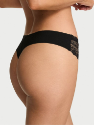 Бесшовные трусики Victoria's Secret тонг с кружевом 1159831989 (Черный S)