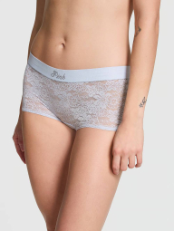 Кружевные трусики шортики Victoria's Secret Pink с логотипом 1159832311 (Голубой S)