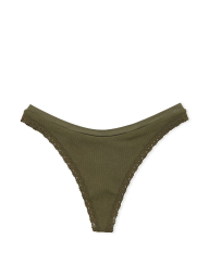 Стильные трусики тонг Victoria's Secret Pink с кружевом 1159833042 (Зеленый M)