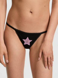 Шикарные трусики стринг бикини Victoria's Secret Pink 1159833395 (Черный XL)