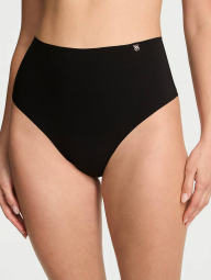 Женские бесшовные трусики тонг Victoria's Secret с высокой посадкой 1159833431 (Черный M)