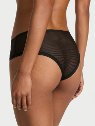 Женские сетчатые трусики чики Victoria's Secret бесшовные в рубчик 1159833458 (Черный M)